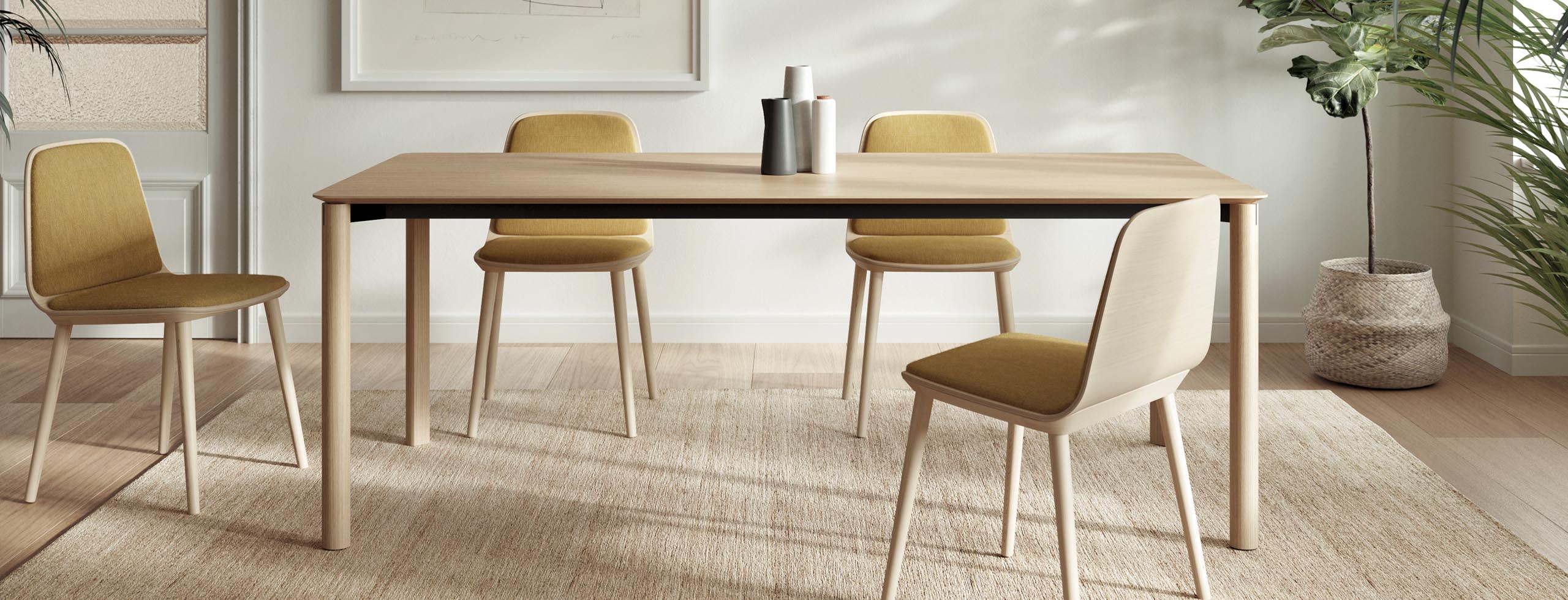 Dining table Laga in natural oak in a living room