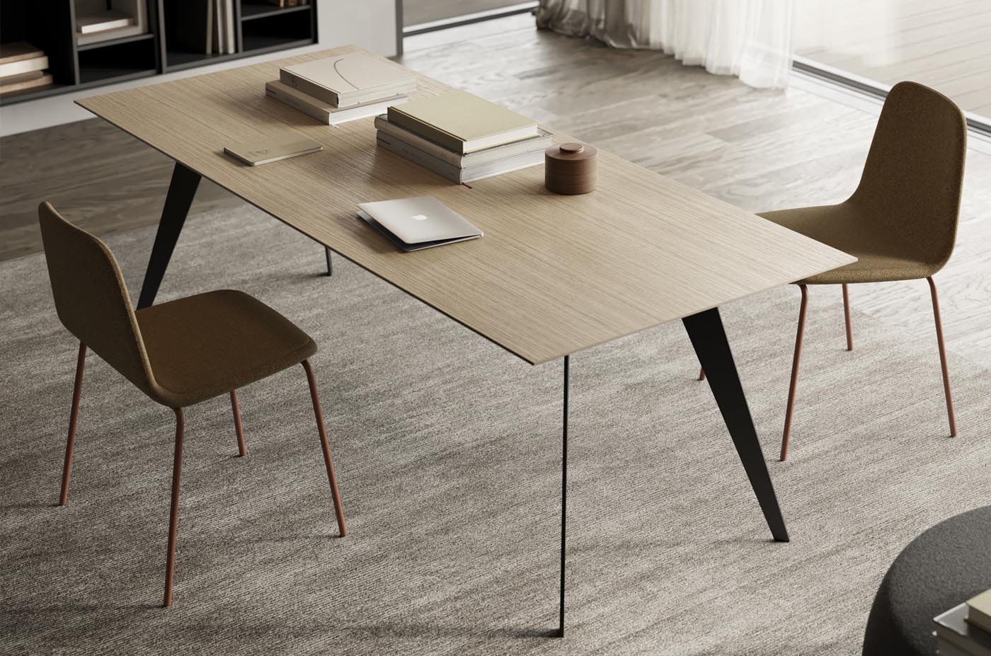 Mesa Aise design pies metalicas madera